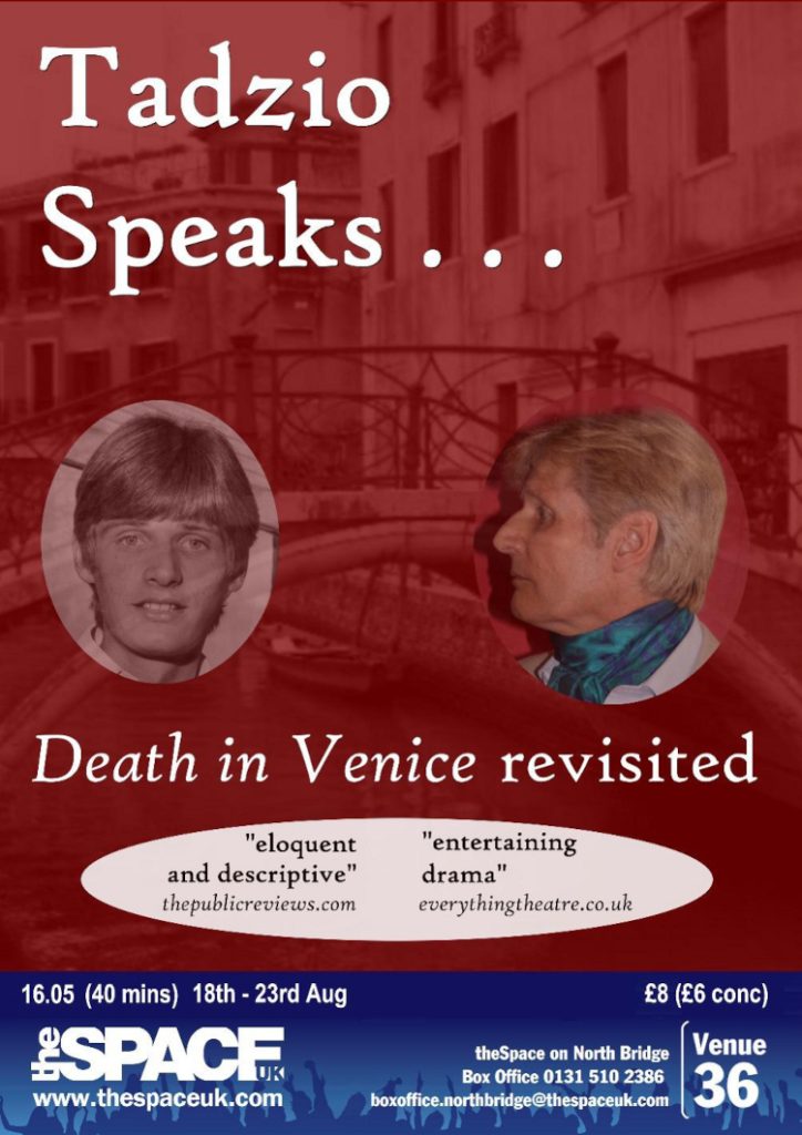 Poster for Tadzio Speaks aka Death on the Lido by Martin Foreman Edinburgh Fringe 2014