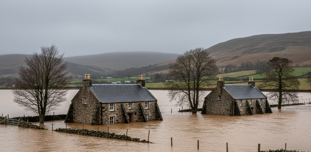 houses flooded in the Scottish Borders